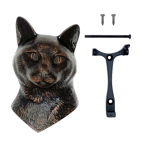 Pottery Barn Bronzed Oil Hand Cast Cat Shaped Door Knocker 🐈 - Picture 6 of 16